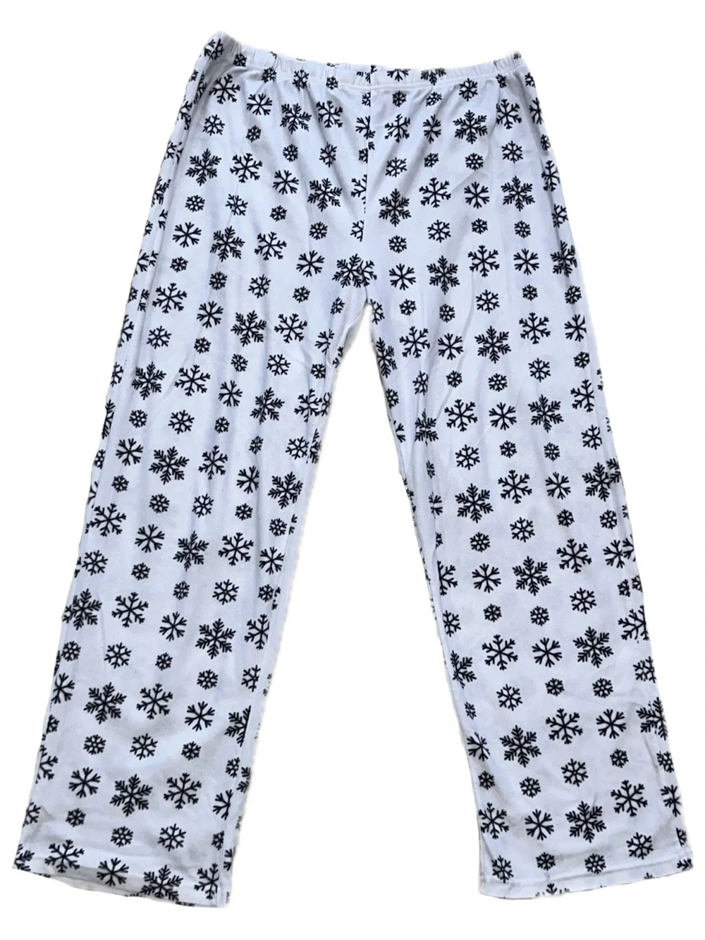 White Snowflake Print Pajama Pants